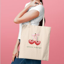 Cute Girly Red & Pink Cherry Heart Bow