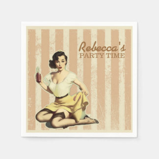 cute girly retro pin up girl vintage party napkin