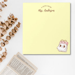 Cute Girly Retro Teacher Back To School Yellow Notepad