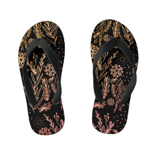 Cute Girly Rose Gold Floral signature Kid's Jandals