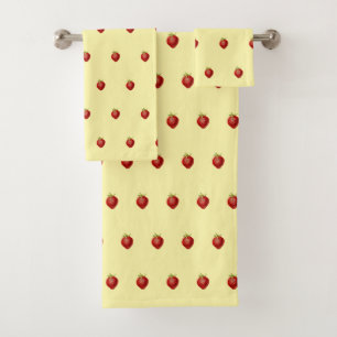 Cute Girly Strawberry on Cream Bath Towel Set