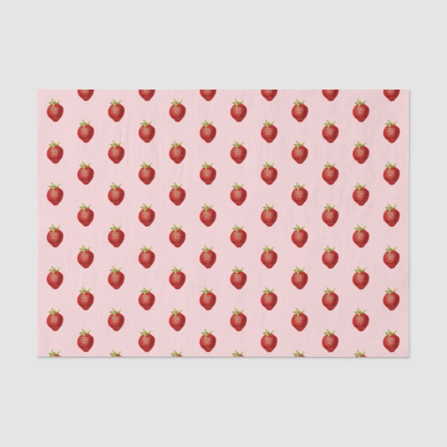 Cute Girly Strawberry Soft Pink  Tissue Paper (Front)