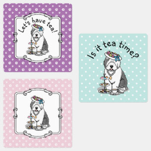 Cute Girly Tea Party Old English Sheepdog (Grey 1)