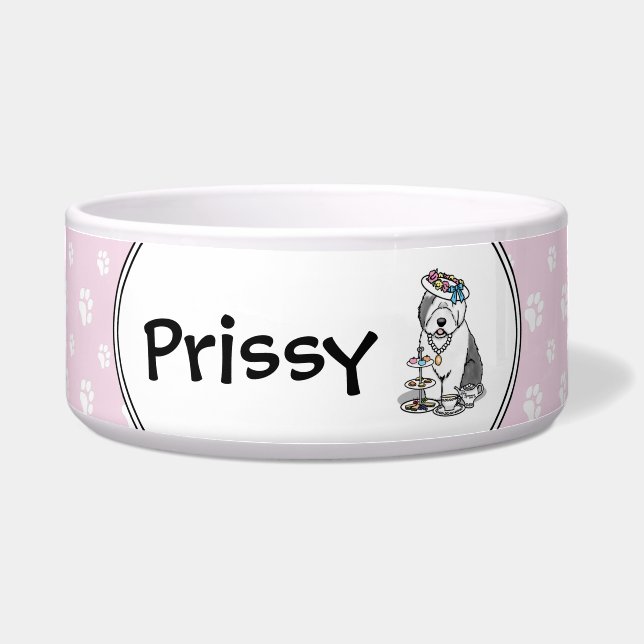 Cute Girly Tea Party Old English Sheepdog (Grey 1) (Front)