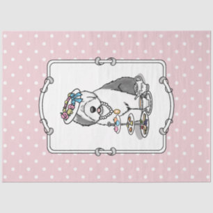 Cute Girly Tea Party Old English Sheepdog (Grey 1) Tissue Paper