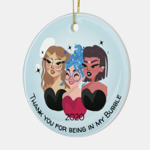 Cute Girly Thankyou For Being In My Support Bubble Ceramic Tree Decoration