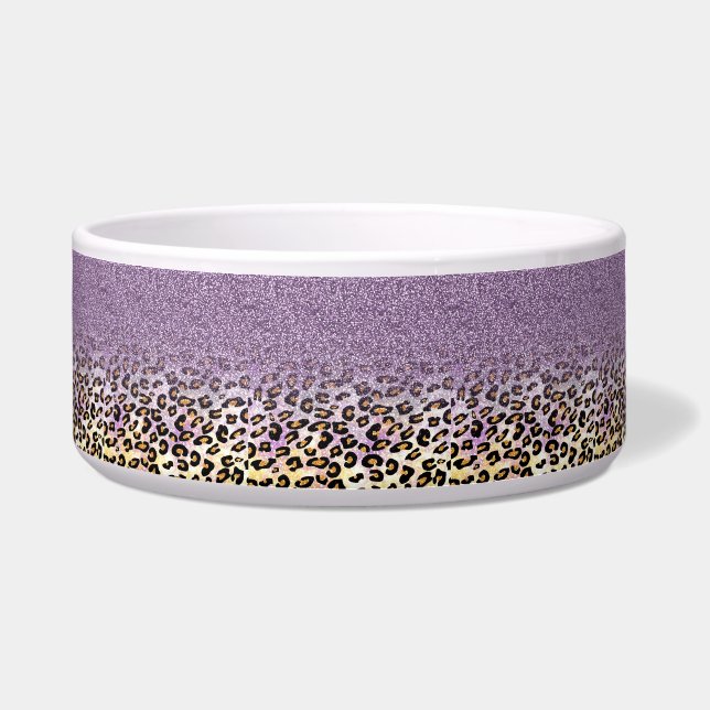 Cute girly trendy purple faux glitter leopard (Front)