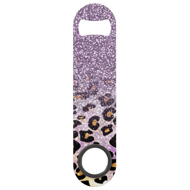 Cute girly trendy purple faux glitter leopard (Front)