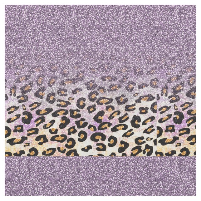 Cute girly trendy purple faux glitter leopard fabric (Close Up)