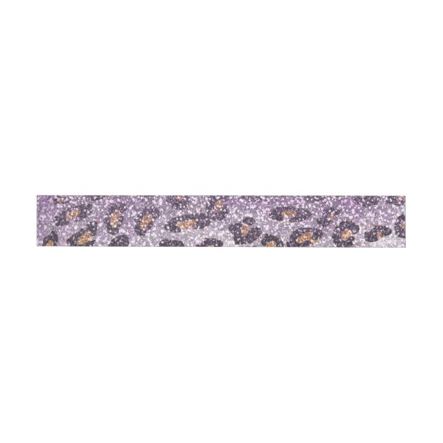 Cute girly trendy purple faux glitter leopard wraparound address label (Individual)