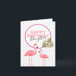 Cute Girly Tropical Flamingo Daughter Birthday Card<br><div class="desc">A tropical girly birthday card for a female relative such as your daughter,  auntie,  mother or sister. A contemporary design with a trendy tiny polka dot background,  two cute pink flamingo's,  tropical foliage and flowers and text that is easy to personalise.</div>