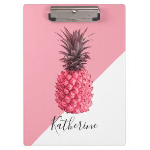 Cute girly tropical pink and white pineapple clipboard