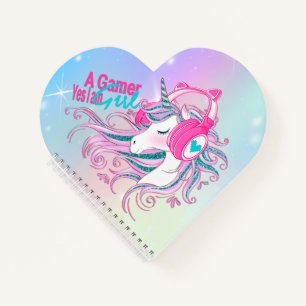 Cute Girly Unicorn And Glitter Notebook 