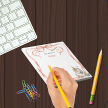 Cute Girly Unicorn Personalised Notepad
