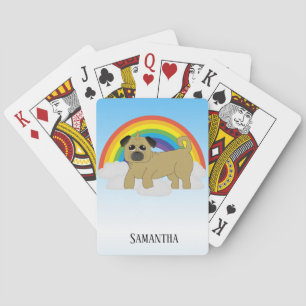 Cute Girly Unicorn Pug Pugicorn Kids Playing Cards