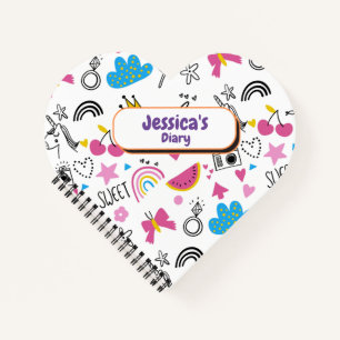 Cute Girly Unicorn Stars Rainbow Fun First Name No Notebook