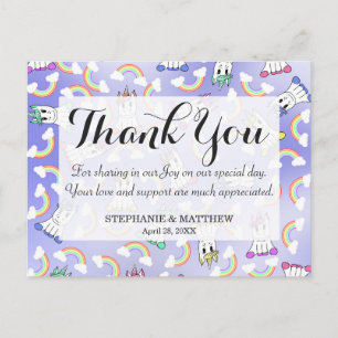 Cute Girly Unicorns and Colourful Rainbows Pattern Postcard