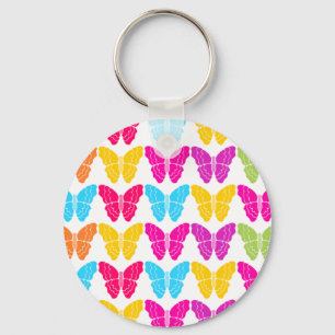 Cute Girly Vibrant Rainbow Butterfly Pattern  Key Ring