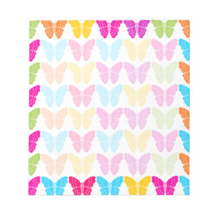 Cute Girly Vibrant Rainbow Butterfly Pattern  Notepad