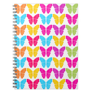 Cute Girly Vibrant Rainbow Butterfly Pattern  Spiral Notebook