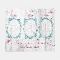 Cute girly watercolor floral triplets milestone fl