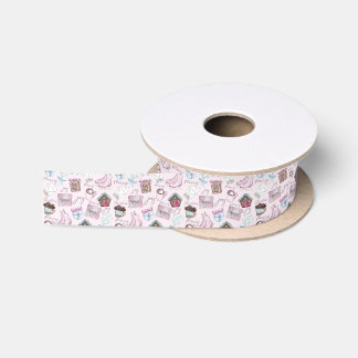 Cute Girly Watercolor Pink Christmas Satin Ribbon
