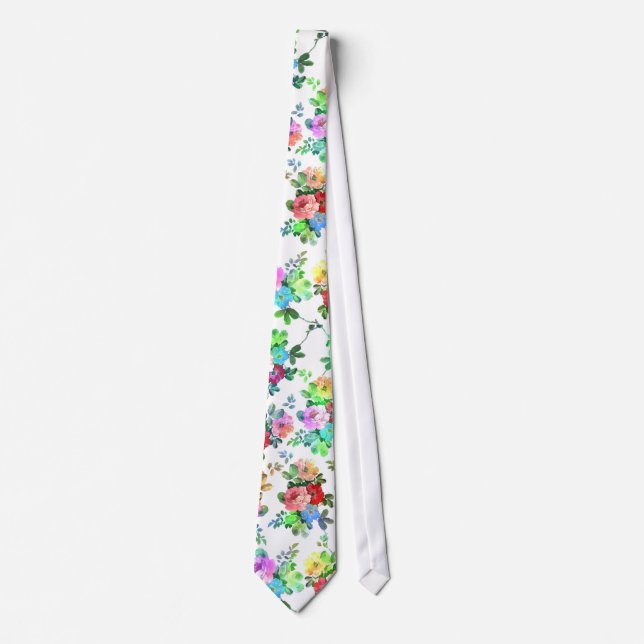 Cute girly watercolors paint roses floral blossom tie (Front)