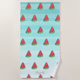 Cute Girly Watermelon Ombre  -Personalised Beach Towel