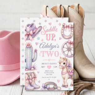 Cute Girly Western Cowgirl Horse Birthday  Invitation