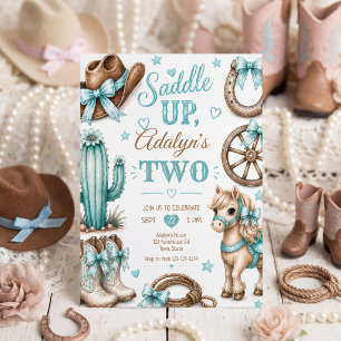 Cute Girly Western Cowgirl Horse Birthday  Invitation