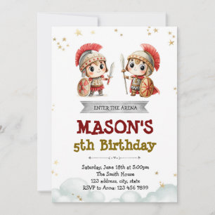 Cute Gladiator birthday invitation