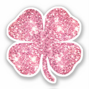 Cute Glam Girly Pink Glitter Lucky Clover