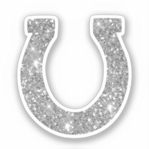 Cute Glam Girly Silver Glitter Horseshoe
