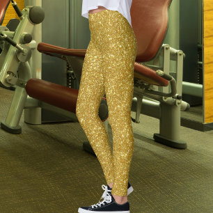 Cute Glam Gold Glitter Sparkles Shiny Yoga Sport Leggings