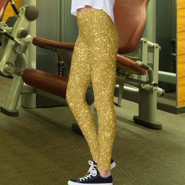 Cute Glam Gold Glitter Sparkles Shiny Yoga Sport Leggings (Creator Uploaded)