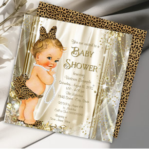 Cute Glam Leopard Girly Baby Girl Shower Invitation