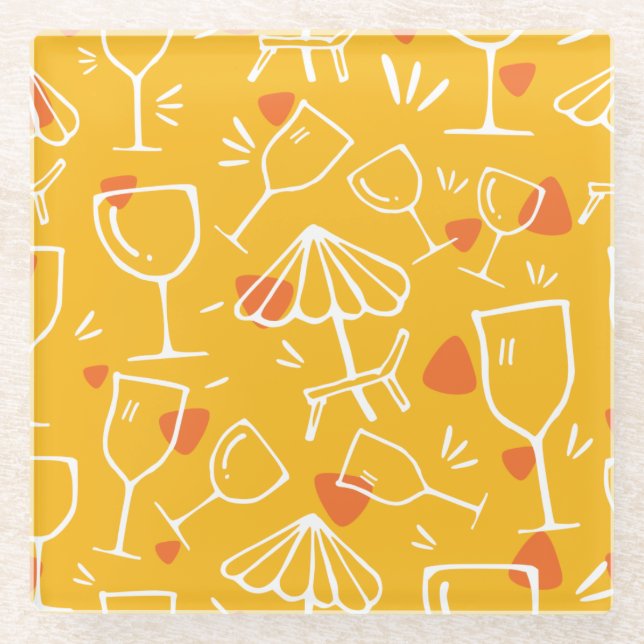 Cute Glassware and Picnic Pattern Glass Coaster (Front)