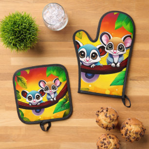 Cute Glider Friends Oven Mitt & Pot Holder Set