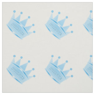 Cute Glitter Baby Blue Crown Prince Fabric