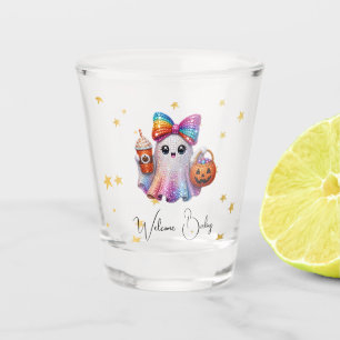 Cute Glitter Bow Ghost Halloween Coffee Mug Shot Glass