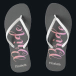 Cute Glitter Bride, Grey  -Personalised Jandals<br><div class="desc">Cute  bride on grey  background  with your name. Select the costume button to change the fonts style, colour and size.Any girl would love to have this elegant and stylish design .</div>