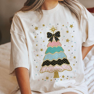 Cute Glitter Christmas Tree Festive Pattern Holida Tri-Blend Shirt