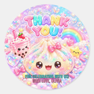 Cute Glitter Dumpling Bao Squishy Party Birthday Classic Round Sticker