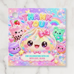 Cute Glitter Dumpling Bao Squishy Party Birthday Favour Tags
