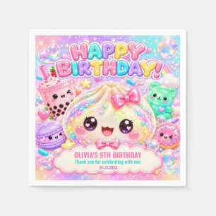 Cute Glitter Dumpling Bao Squishy Party Birthday Napkin