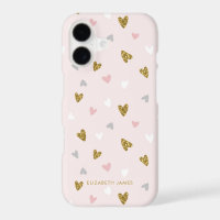 Cute Glitter Gold Foil Heart Pink Personalised