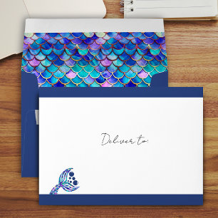 Cute Glitter Mermaid Girls Birthday Party Envelope