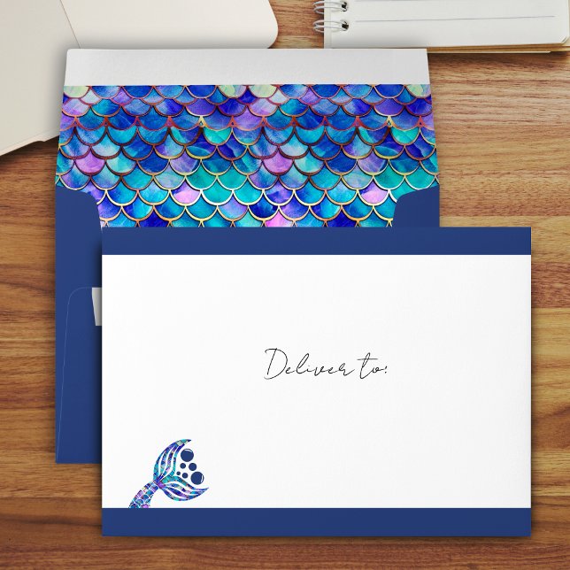 Cute Glitter Mermaid Girls Birthday Party Envelope (Creator Uploaded)