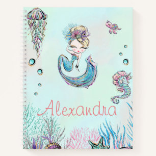 Cute Glitter Mermaid Under the Sea Notebook