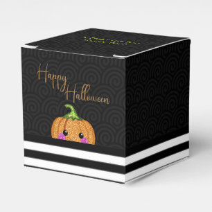 Cute Glitter Orange  Happy Halloween Party Favour Box